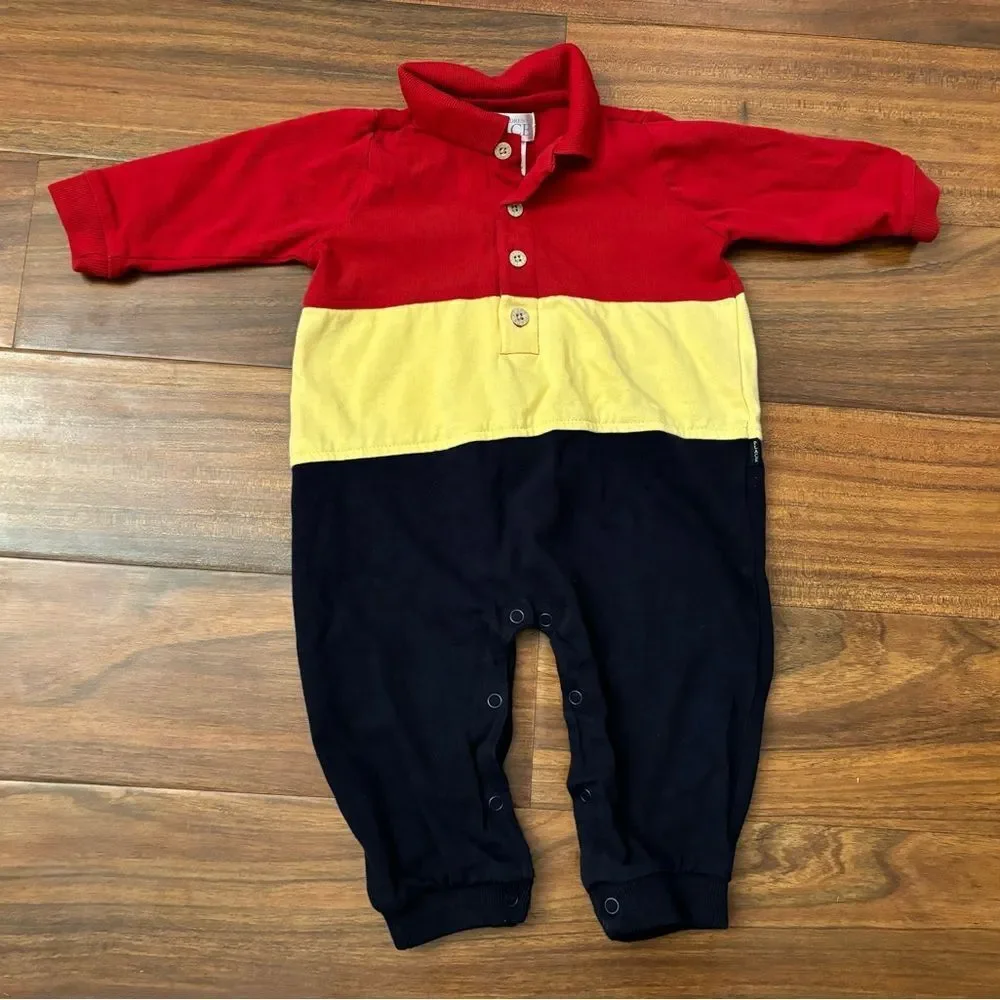 The Children’s Place vintage y2k red/navy/yellow long sleeve jumpsuit
